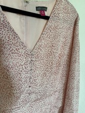 Vince Camuto Women’s Pink/White Animal Print V-Neck Midi Zip Dress 1X