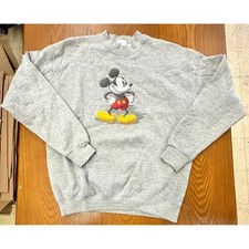 Vintage 90's Disney Store Mickey Mouse 3D Graphic Sweatshirt Gray Mens Medium