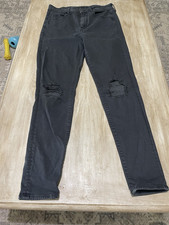American Eagle Outfitters High Rise Skinny Jegging Jeans Black Distressed 10