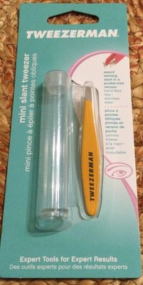 Tweezerman Mini Slant Tweezer With Travel Case Pocket Size - Orange
