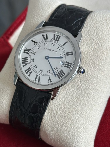 Cartier Ronde Solo 36mm Stainless Steel & Black Leather Watch: Ref 2934. Tank - Picture 3 of 19