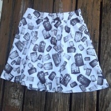 BBC Doctor Dr Who TARDIS Girls Skirt XL Black White Her Universe Police CallBox