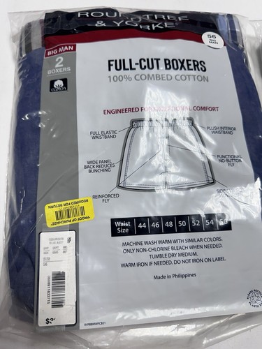 Roundtree Yorke Full Cut Boxers Underwear Men's 56 Big Man NEW 4-Pack Lot $60 - Picture 5 of 7