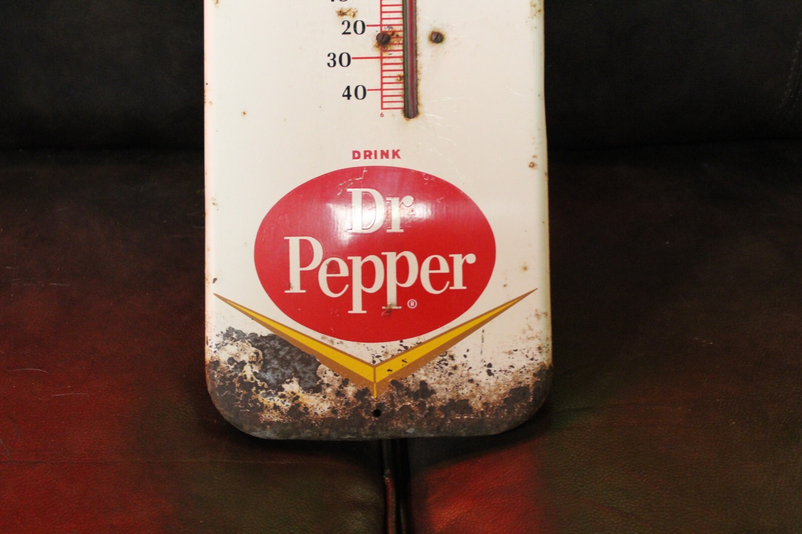 RARE 1950s HOT OR COLD DRINK DR PEPPER THERMOMETER SIGN SODA POP