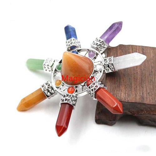 Generador de energía piramidal de punto de cristal curativo 7 piedras de chakra piedra preciosa Reiki - Imagen 7 de 19