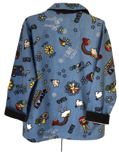 Nuevo Pijama Top PJ Salvage Para Mujer XSmall Azul Franela Hippie Peace Out Love B11 - Imagen 9 de 12