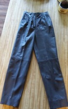Vintage Beged-Or Gray suede  Leather pleaded pants size 8 made in Isreal