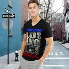 NWT LOS ANGELES CALIFORNIA EXCHANGE FASHION MEN'S V-NECK SHORT SLEEVE T-SHIRT
