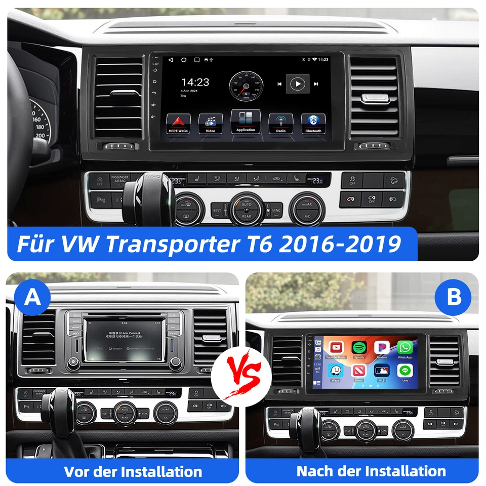 Für VW T6 Transporter Multivan 2016-2019 Carplay Android 14 Autoradio NAVI 4+64G - Bild 4 von 4