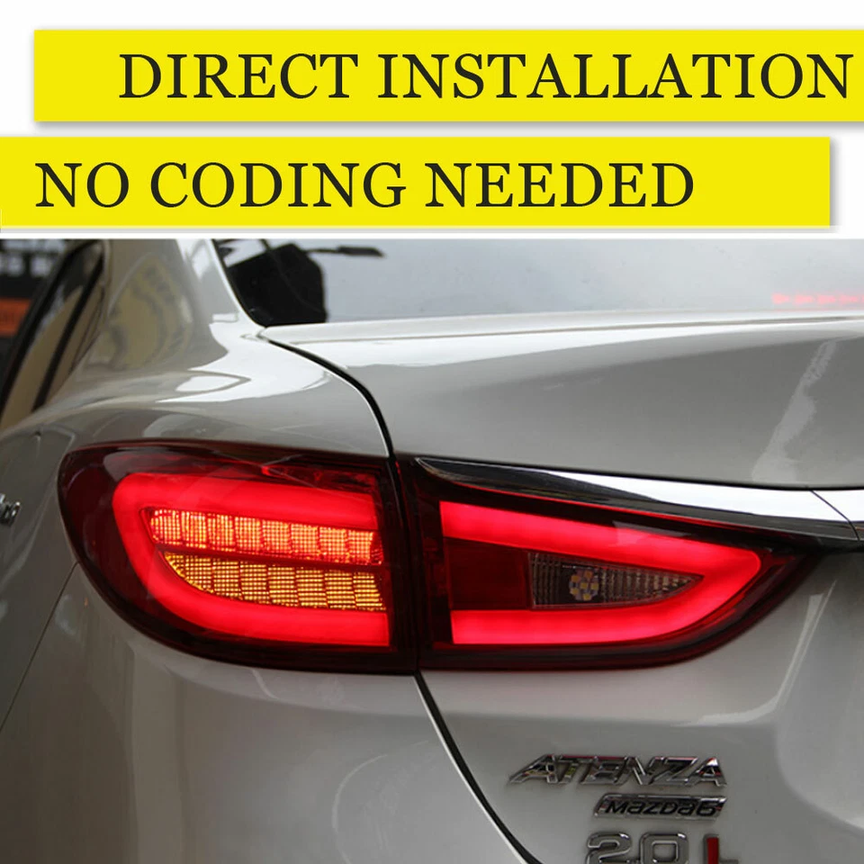 For Mazda 6 2014-2017 Dark LED Tail Lights Brake Trunk Light Sequential Signal - Image 4 of 4