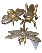 Bee Grasshopper Dragonfly Figurines Set of 3 Gold Tone Figures Insect NWT