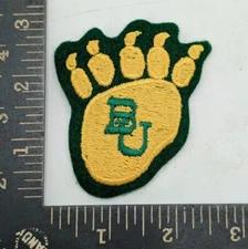 Vintage Baylor University Bear Paw Patch BU NCAA Green Felt Yellow Stich
