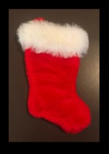TRADITIONAL RED CHRISTMAS STOCKING LARGE WHITE FUR TRIM 16"x10" QTY