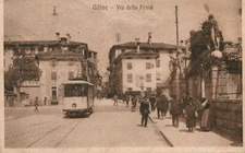 1924 UDINE Via della Posta TRAM tracks station RARE Cartoon postcard