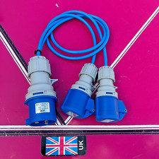 32 Amp Plug to twin 16 Amp Sockets Adaptor arctic flex 1.5mm cores 32A to 2x16A 