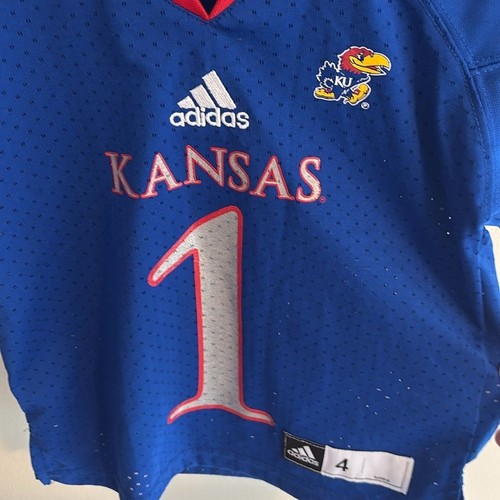 Adidas Blue and Red Kansas Jayhawks Jersey size 4 - Picture 2 of 4