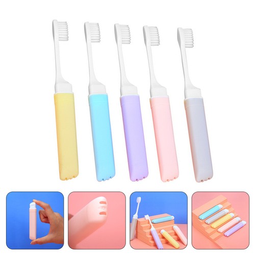 5 Pcs Folding Toothbrush Small Travel Toothbrushes Trip Kit Child