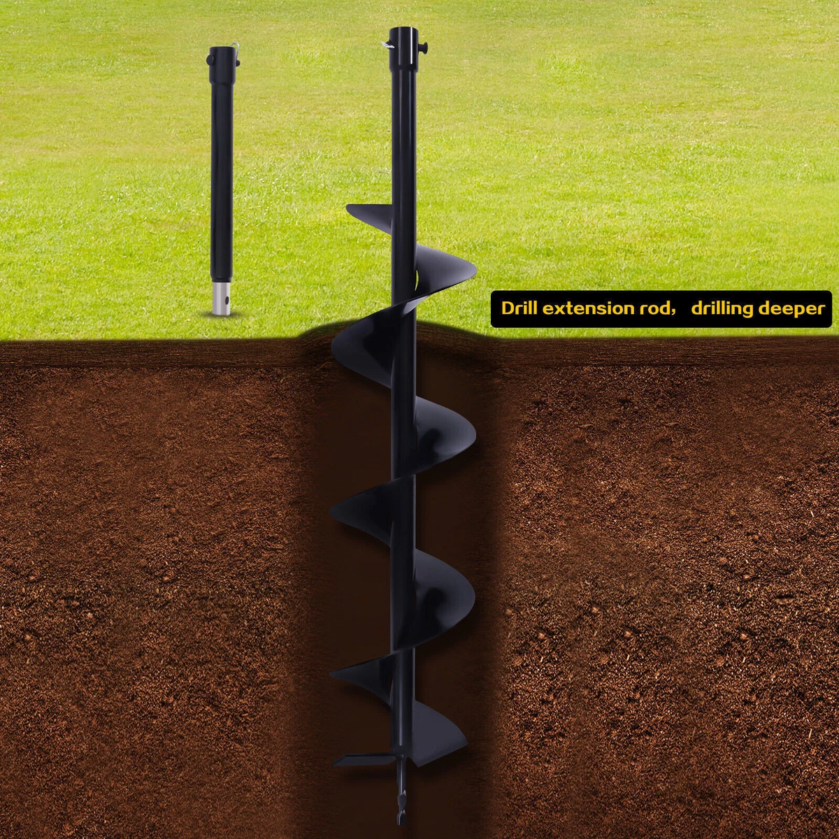 6 Inch Earth Auger Drill Bit Extension Bar For Most Diggers with