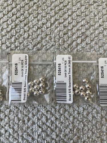 50 PCS - 7mm Sterling Silver Beads, Round Seamless 925 Silver Beads, 7 mm round - Picture 2 of 4