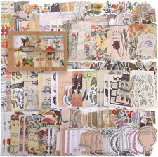 200 Stück Scrapbooking Sticker Set, 120 Blumen Pflanzen Bastelpapier 80 Washi Au