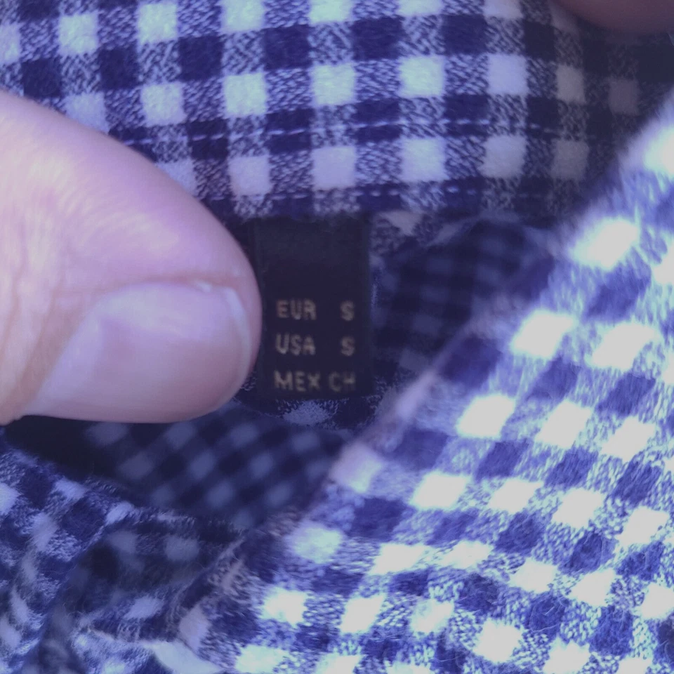 Camisa Massimo Dutti Para Hombre Pequeña Azul Blanca Guinga Cuadros Abotonada Larga Italiana Foto 4 de 4