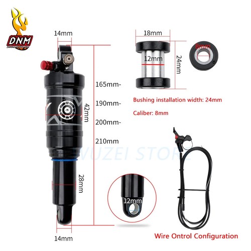 Mountain Bike Air Rear Shock 165/190/200/210mm Manual/Remote Control Adjustable - Picture 19 of 31