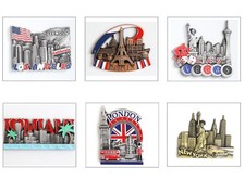 Metal Fridge Magnet Souvenir - LA - London - Miami - Paris - Europe & Others 3D