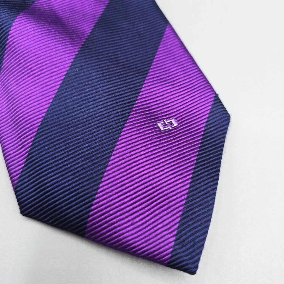 Corbata de cuello Gieves & Hawkes para hombre púrpura azul a rayas Inglaterra longitud 58" ancho 3,75" Foto 2 de 4