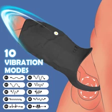 Penis Cock Ring Vibrator G-spot Dildo Massager Sex Toys For Women Men Couples