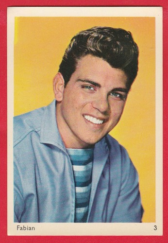 1960s Leaf Confectionary Film Star Card #3 US Teen Idol Singer Fabian Forte - 第 1/1 張圖片