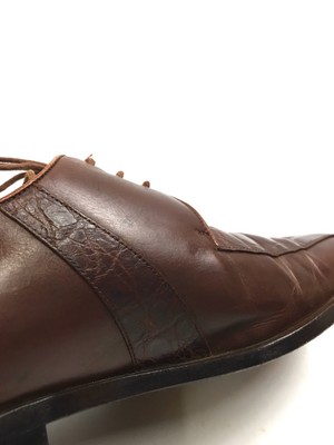 MEZLAN Genuine Alligator Derby Dress Shoes Tassel Lace Brown  display picture 1