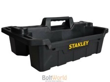 STANLEY 50cm / 19.5cm OPEN TOTE PLASTIC TOOLS TRAY BLACK RUGGED 2 COMPARTMENTS
