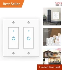 WiFi Smart Light Switch 2 Gang Touch Wall Control Compatible with Alexa