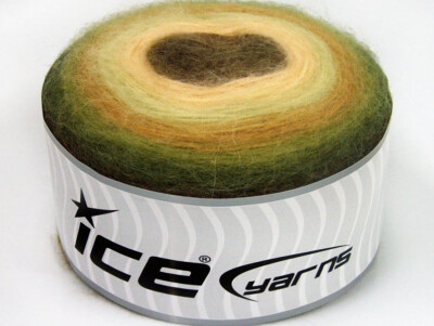2-Skein Lot Cakes Angora Yarn  fine 2x200g/1100m Green Shades Cream Brown