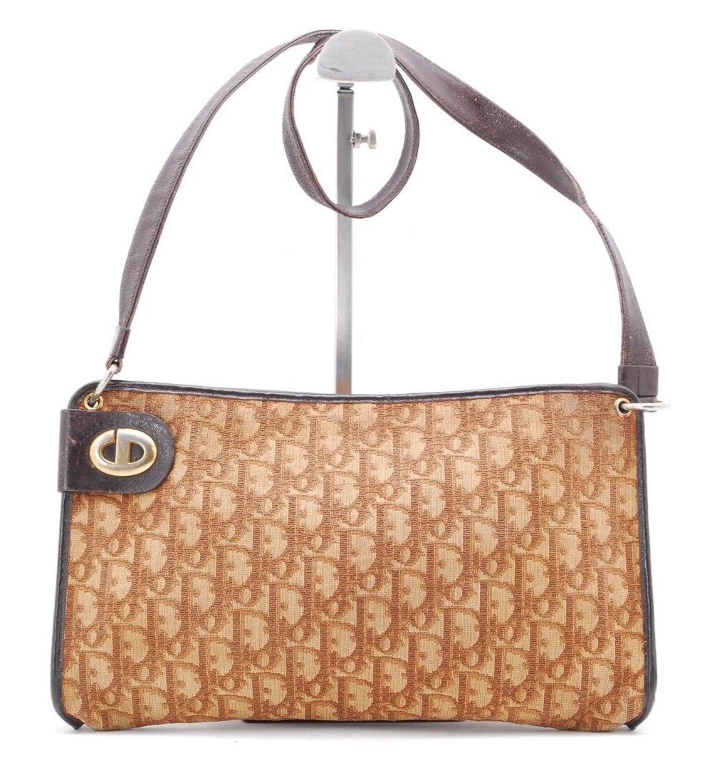 Sac bandoulière Christian Dior trotteur toile marron authentique #A119