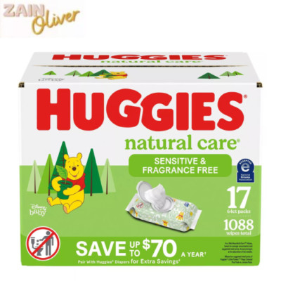Huggies Natural Care Sensitive Baby Wipes, Fragrance Free, 17 pk., 1088 Wipes.