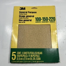 New 3M PRO PAK 9" x 11" SAND PAPER 5-PACK 150 Aluminum Oxide Paint Rust Removal