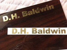 D.H.Baldwin Piano Cabinet Decal Polished Brass Letters 4 3/4"x1/2"