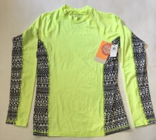 RIP CURL Women's Small Yellow Black Rashguard Long Sleeve Swim Surf TRESTLES New