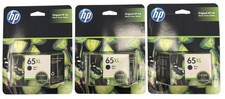 LOT OF 3 HP 65XL Black High Yield Ink Cartridge EXP 12/2022