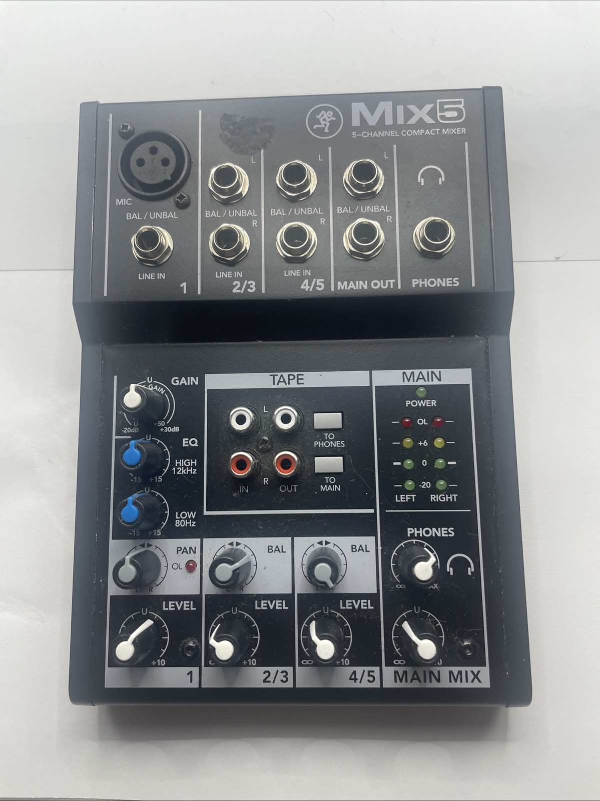Mackie Mix5 5-Channel Compact Mixer Audio Mixing Console Used Untested As Found