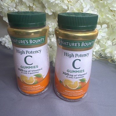 2 pk Nature's Bounty High Potency Vitamin C Gummies 700mg 60 ct Exp 06/26