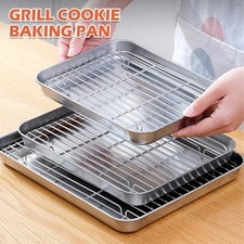 Stainless Steel Baking Pan Tray With Cooling Wire Rack Set Oven Baking