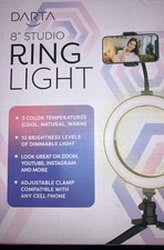 RING LIGHT 8" Inch 3 Color Temperatures w Phone Clamp 10 Bright Levels BRAND NEW