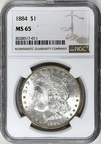 1884 MORGAN SILVER DOLLAR NGC MS65