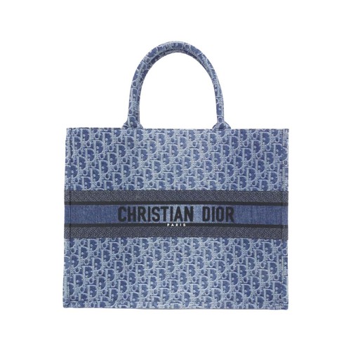Authentic Christian Dior DENIM DIOR OBLIQUE Dior Book Tote Large M1286ZEGC B...