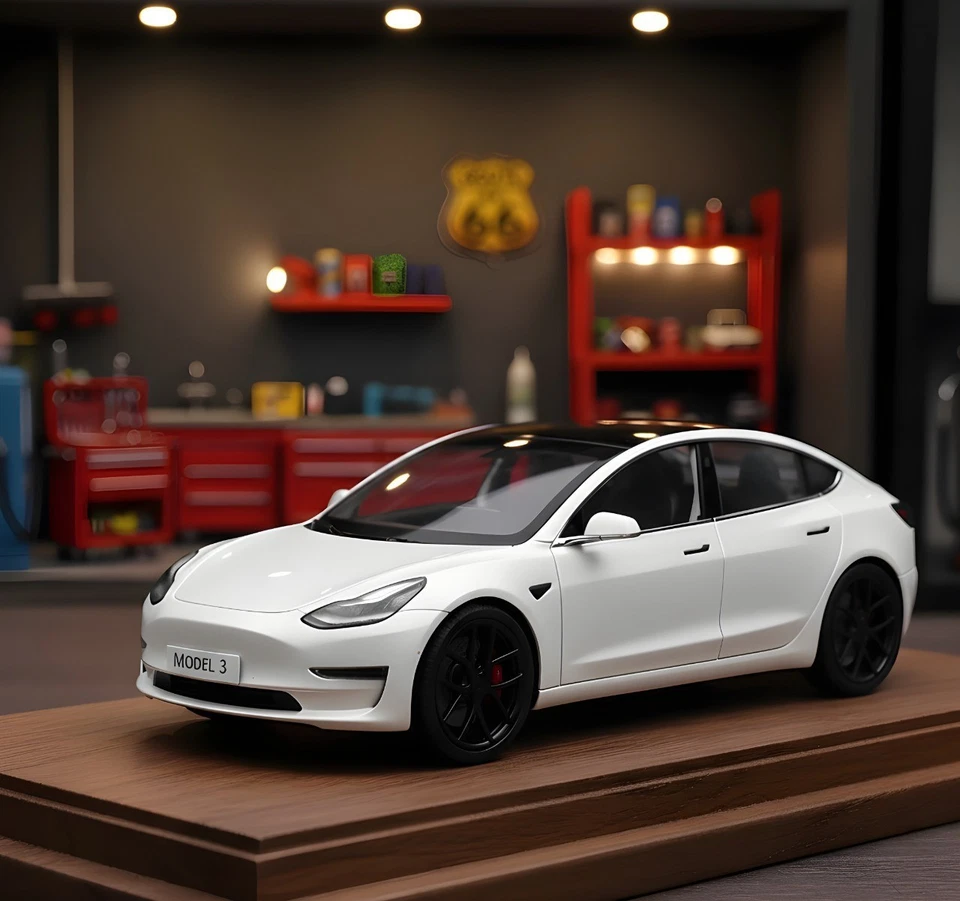 Литая модель автомобиля из сплава 1:24 Tesla Model 3 со звуковым светом игрушка-откат подарок - Изображение 2 из 4