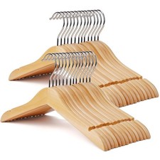 Kid Hangers 30 Pack Soild Wooden Hanger,Natural Smooth Finish Wooden Baby Han...