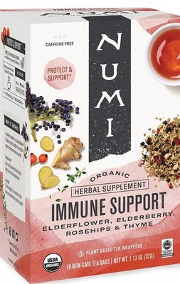 Numi Organic Immune Support Elderflower Roships Herbal Tea 16 tea bags BB 03/28