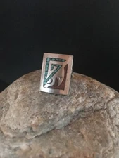 Navajo Kingman Turquoise Coral Ring | Sterling Silver | Sz 4 | Handmade | 3628